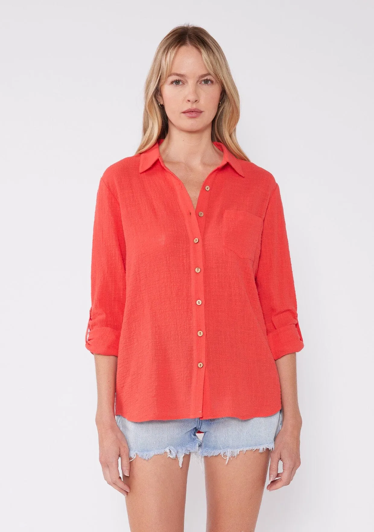 Breezy Basics Button Front Top