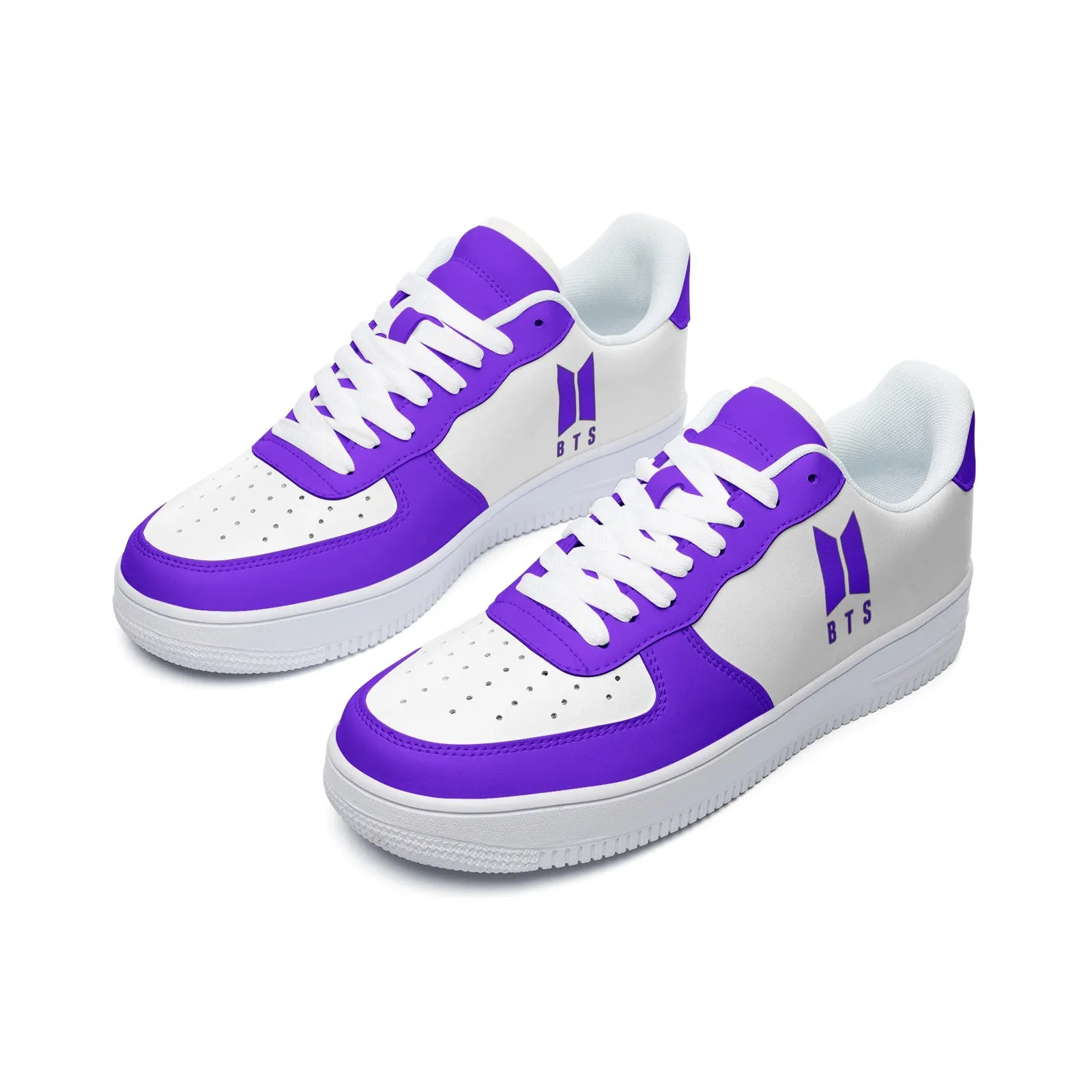 BTS Logo Unisex Low Top Leather Sneakers Purple