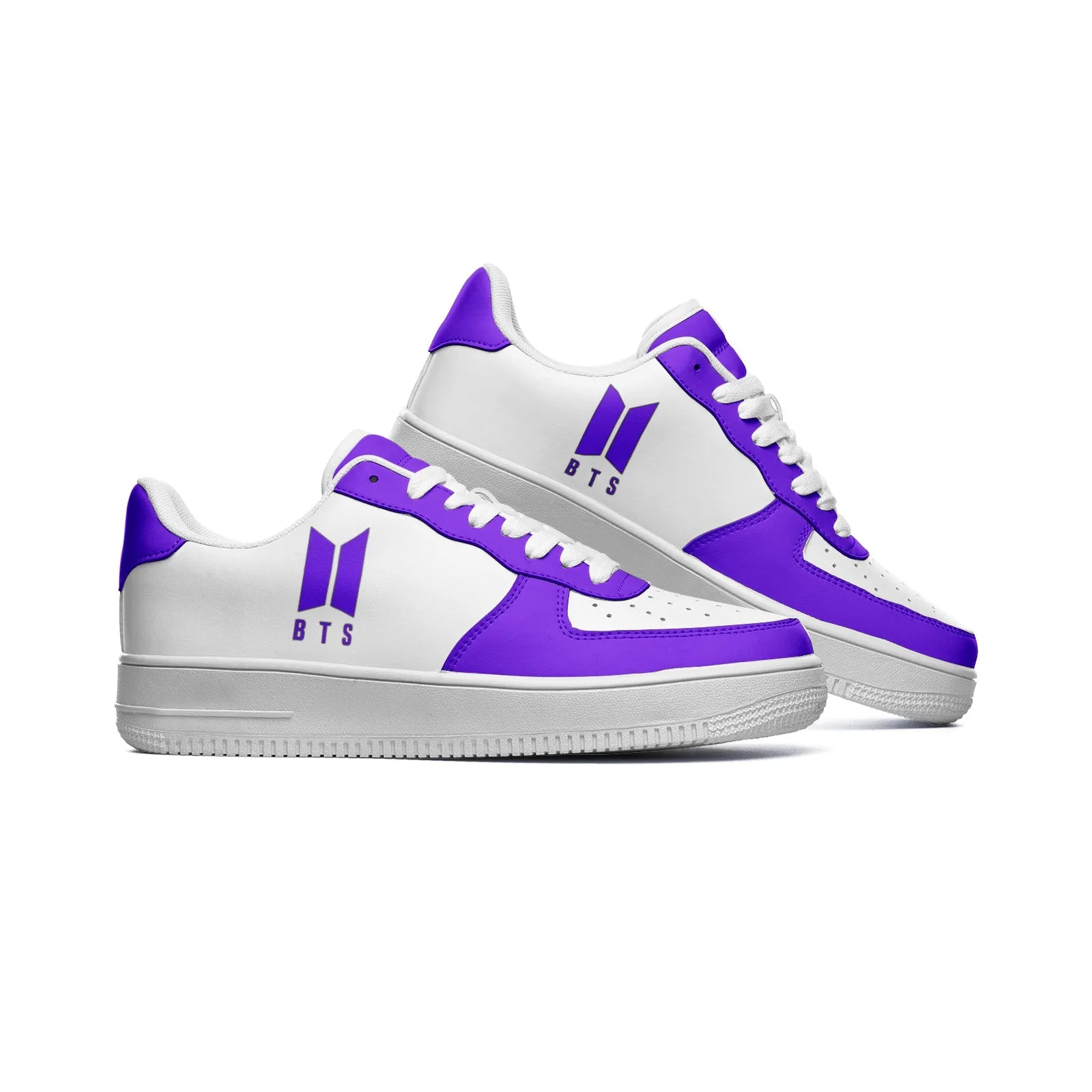 BTS Logo Unisex Low Top Leather Sneakers Purple