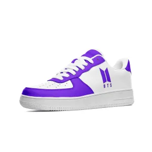 BTS Logo Unisex Low Top Leather Sneakers Purple