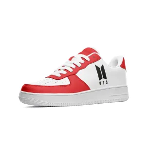 BTS Logo Unisex Low Top Leather Sneakers Red