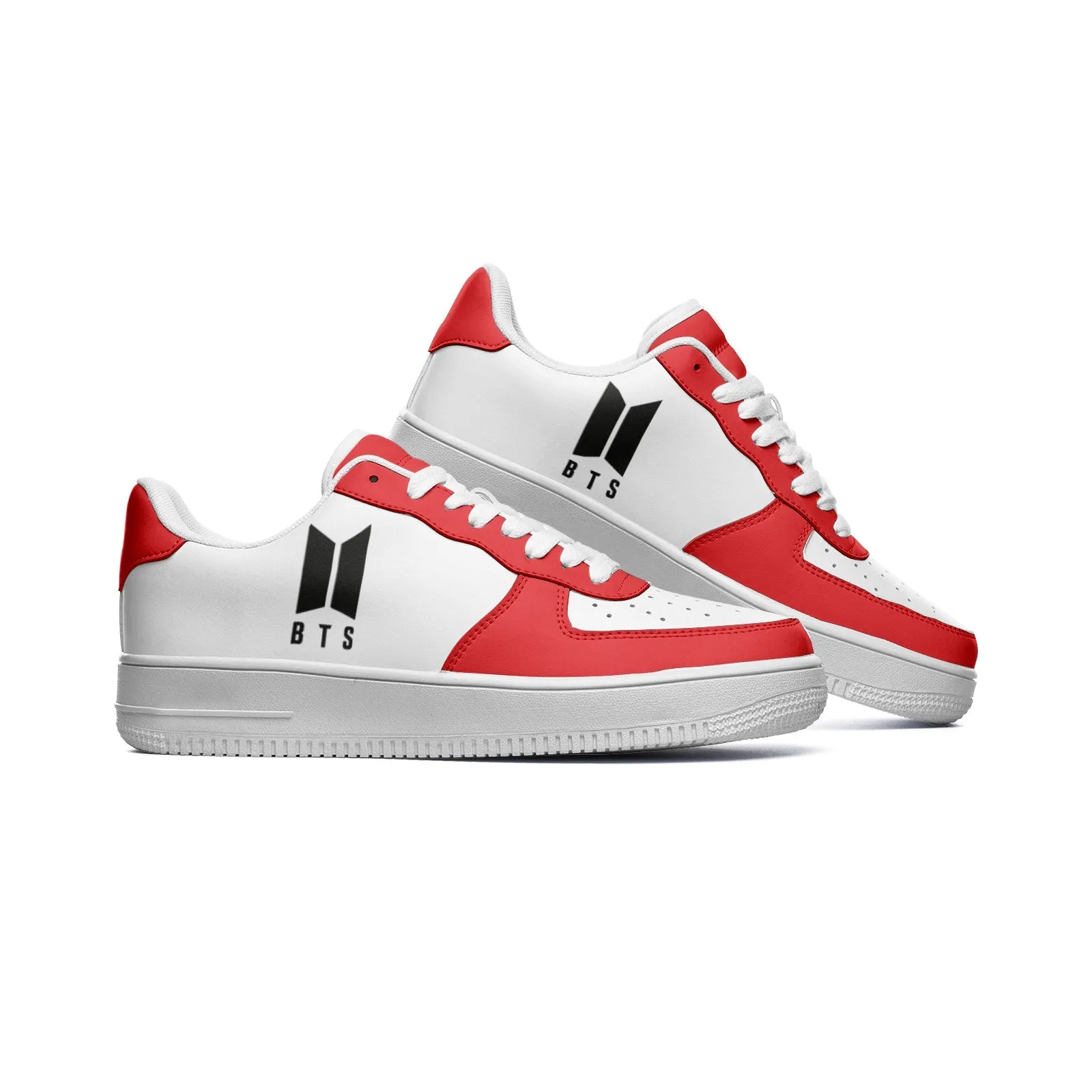 BTS Logo Unisex Low Top Leather Sneakers Red