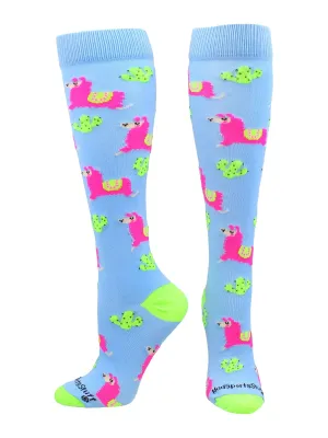 Cactus and Llama Socks Over the Calf Length