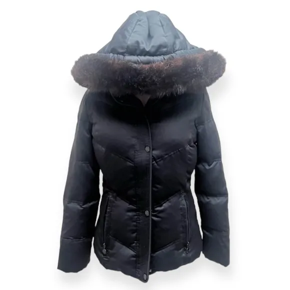 Calvin Klein Down Jacket With Faux Fur Trim Hood Size XS