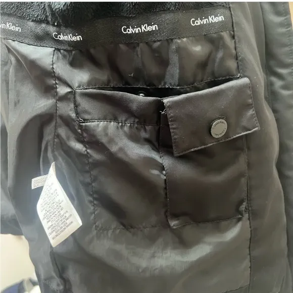 Calvin Klein Down Jacket With Faux Fur Trim Hood Size XS