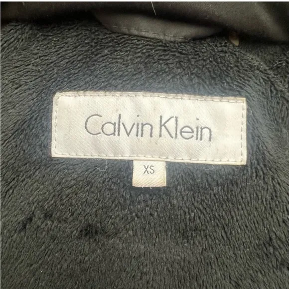 Calvin Klein Down Jacket With Faux Fur Trim Hood Size XS