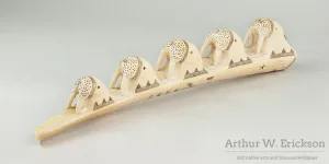 Carved and Scrimshawed Walrus Ivory Tusk