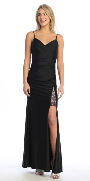 Celavie 6588-L Long Sweetheart Thin Strap Leg Slit Corset Evening Gown