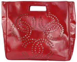 Chanel Red Patent 3 CC Perforated Tote Bag 7C1021
