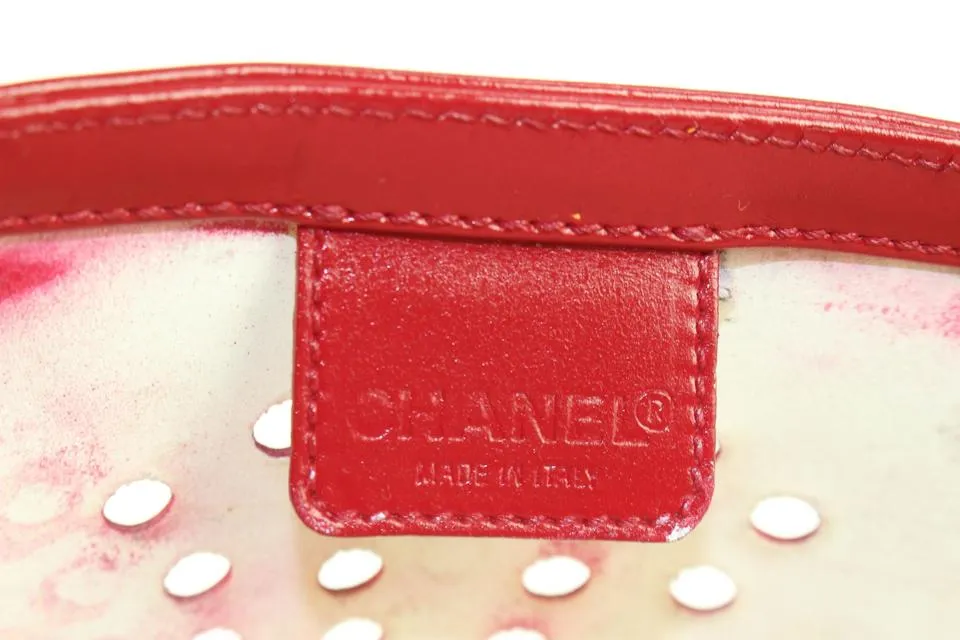 Chanel Red Patent 3 CC Perforated Tote Bag 7C1021