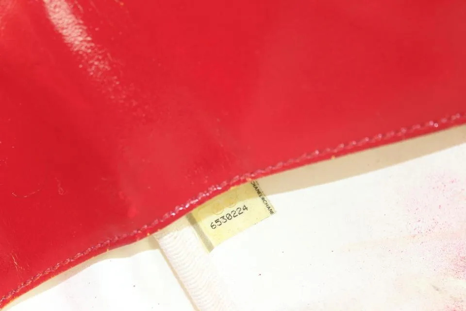 Chanel Red Patent 3 CC Perforated Tote Bag 7C1021