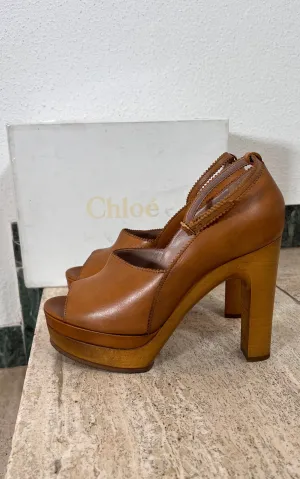 Chloe 2000 Wooden Heel Clogs 39