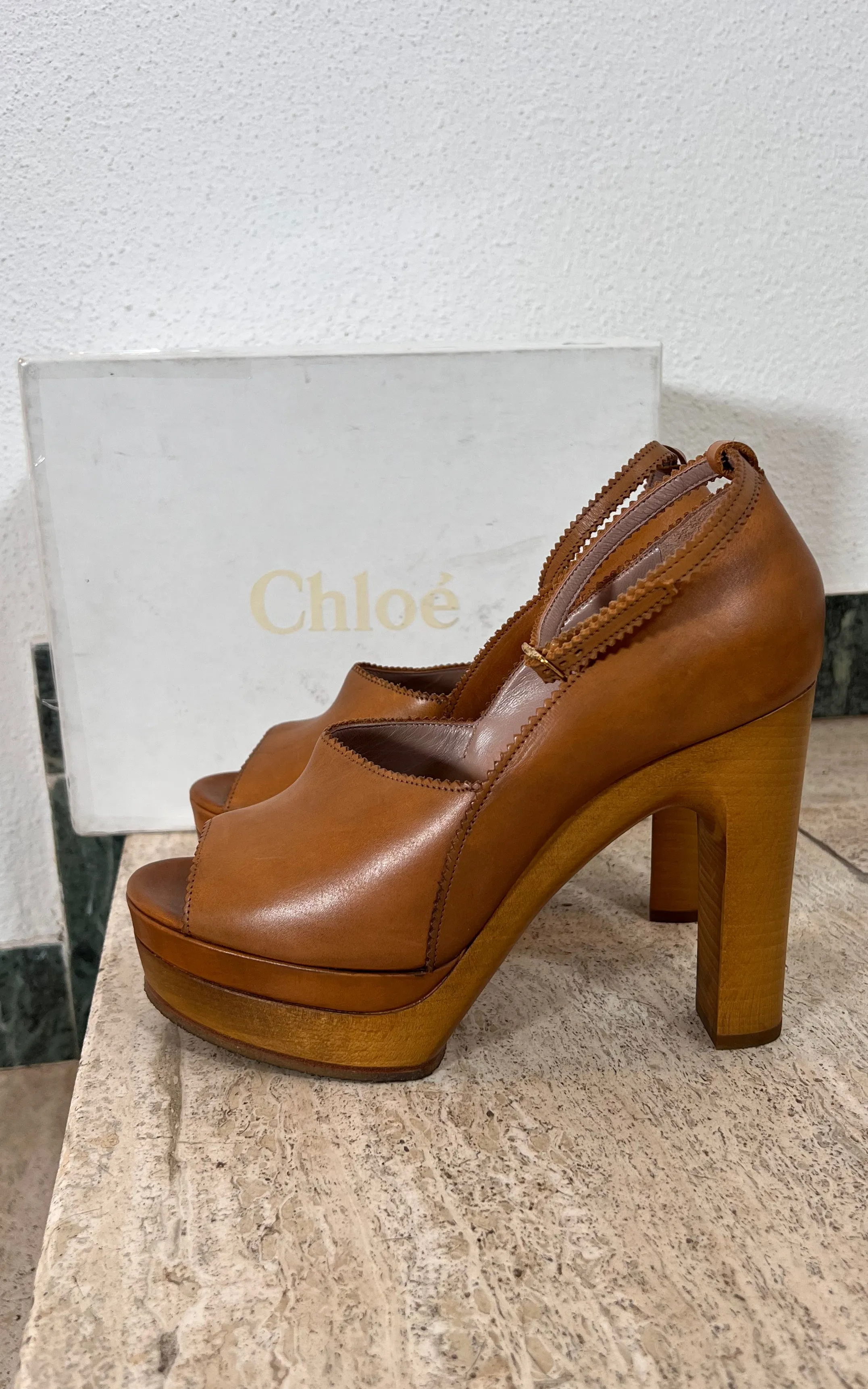 Chloe 2000 Wooden Heel Clogs 39