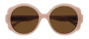 Chloe CH 0120S 003 Round Plastic Nude Sunglasses with Brown Lens
