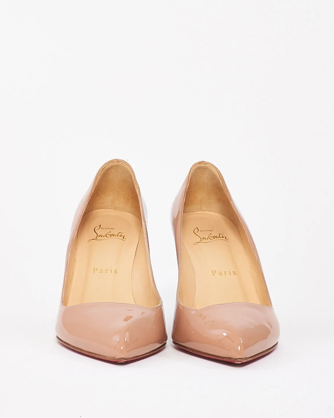 Christian Louboutin Beige Patent Leather Pigalle Pumps - 36.5