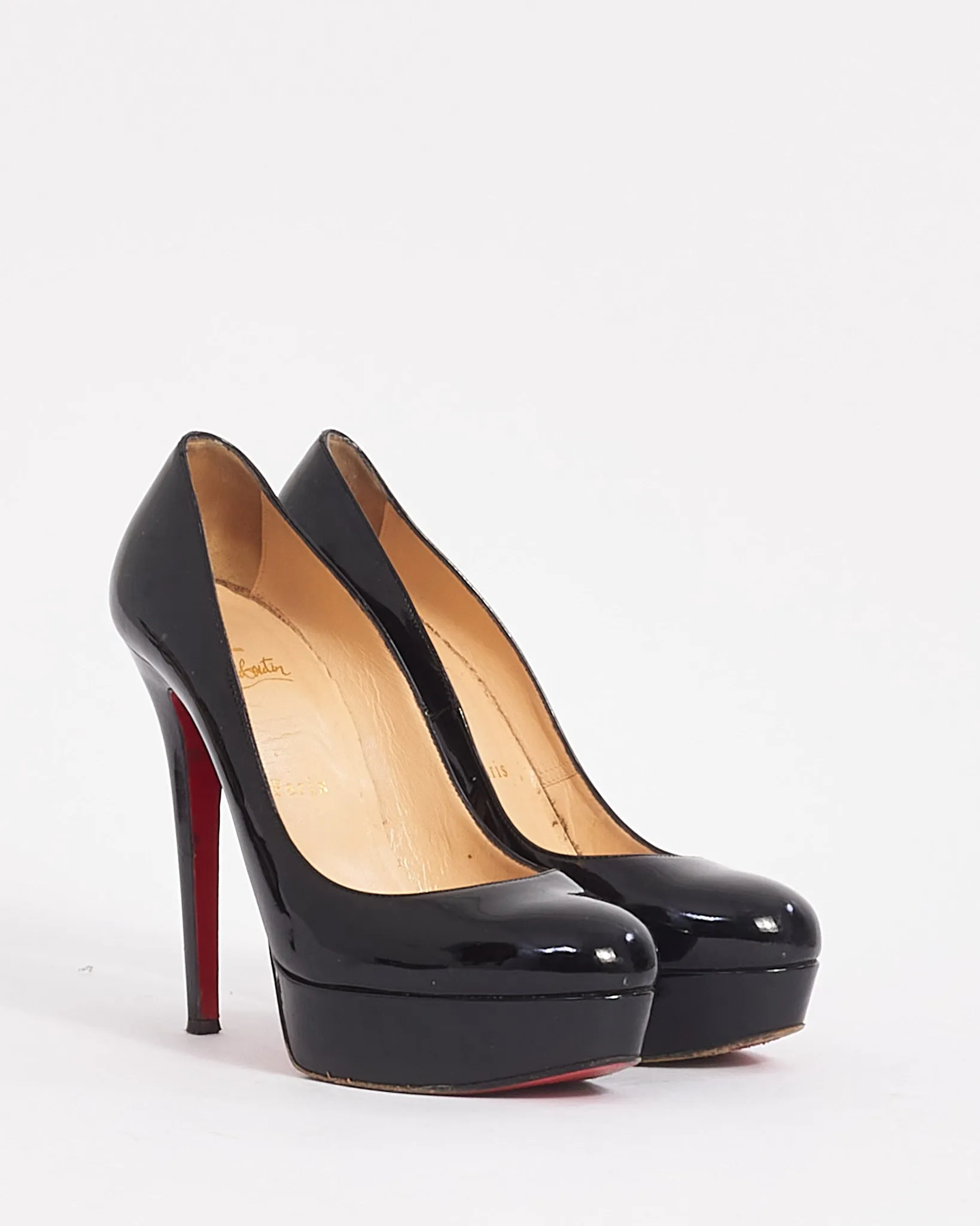 Christian Louboutin Black Patent Leather Bianca 140mm Pumps - 38.5