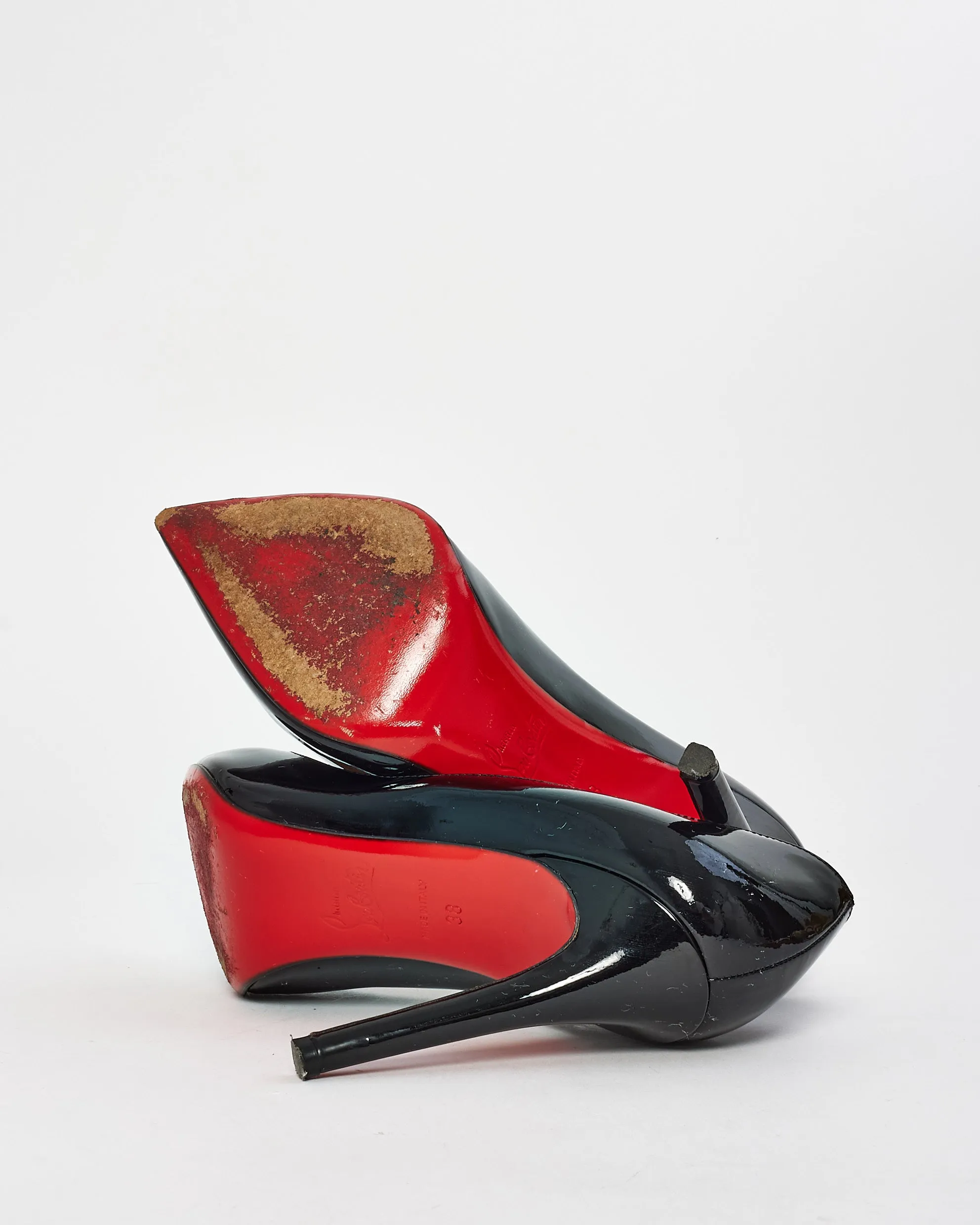 Christian Louboutin Black Patent Leather Pigalle 100 MM Pumps - 38