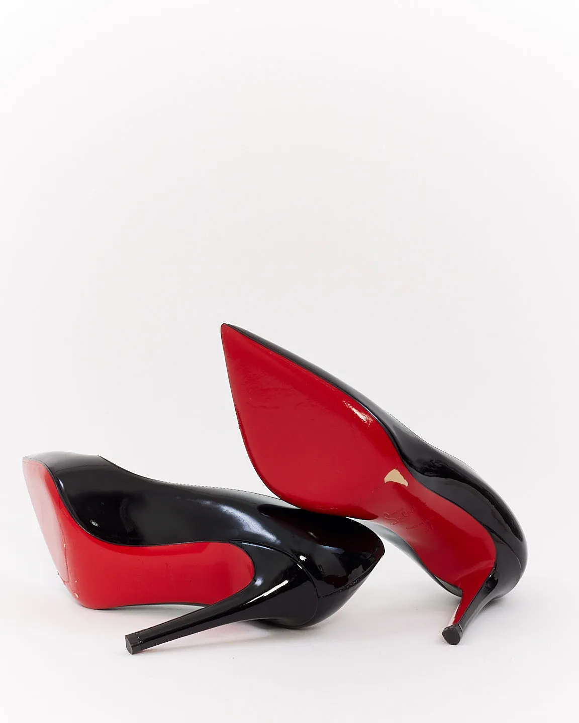 Christian Louboutin Black Patent Leather Pigalle 100mm Pumps - 37