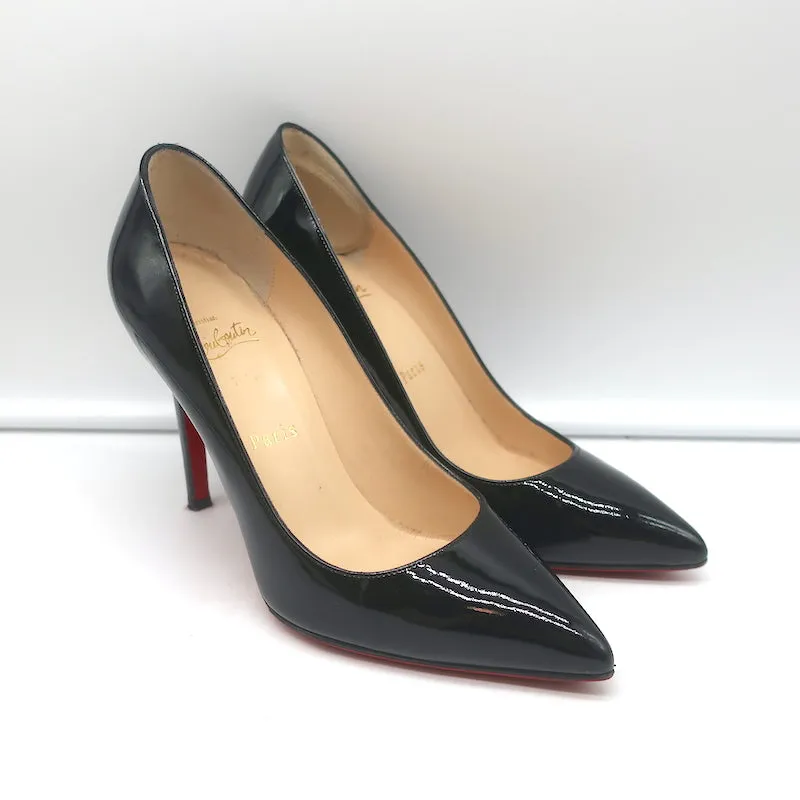 Christian Louboutin Pigalle 100 Pumps Black Patent Leather Size 38