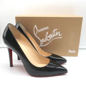 Christian Louboutin Pigalle 100 Pumps Black Patent Leather Size 38