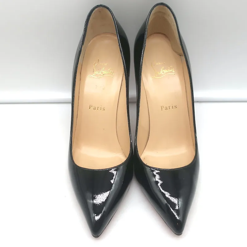 Christian Louboutin Pigalle 100 Pumps Black Patent Leather Size 38