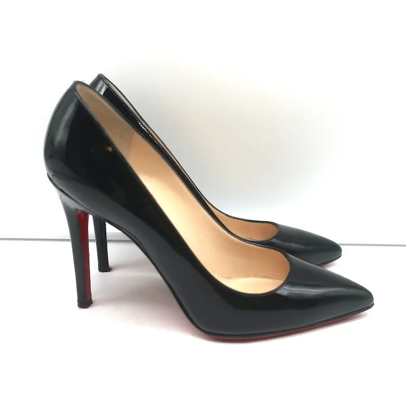 Christian Louboutin Pigalle 100 Pumps Black Patent Leather Size 38