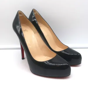 Christian Louboutin Rolando 120 Platform Pumps Black Patent Leather Size 38.5