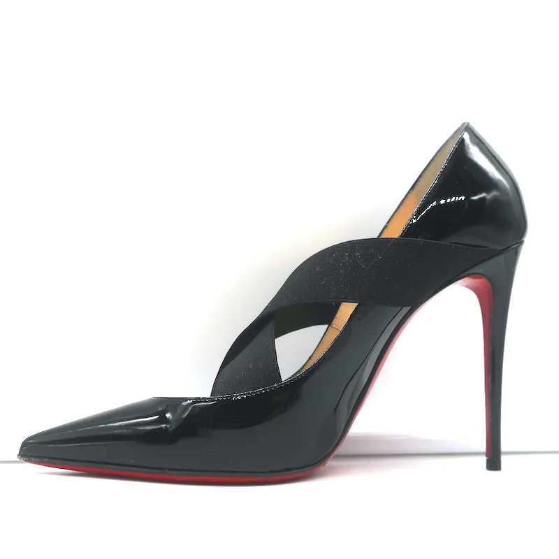 Christian Louboutin Sharpstagram Crisscross Pumps Black Patent Leather Size 39