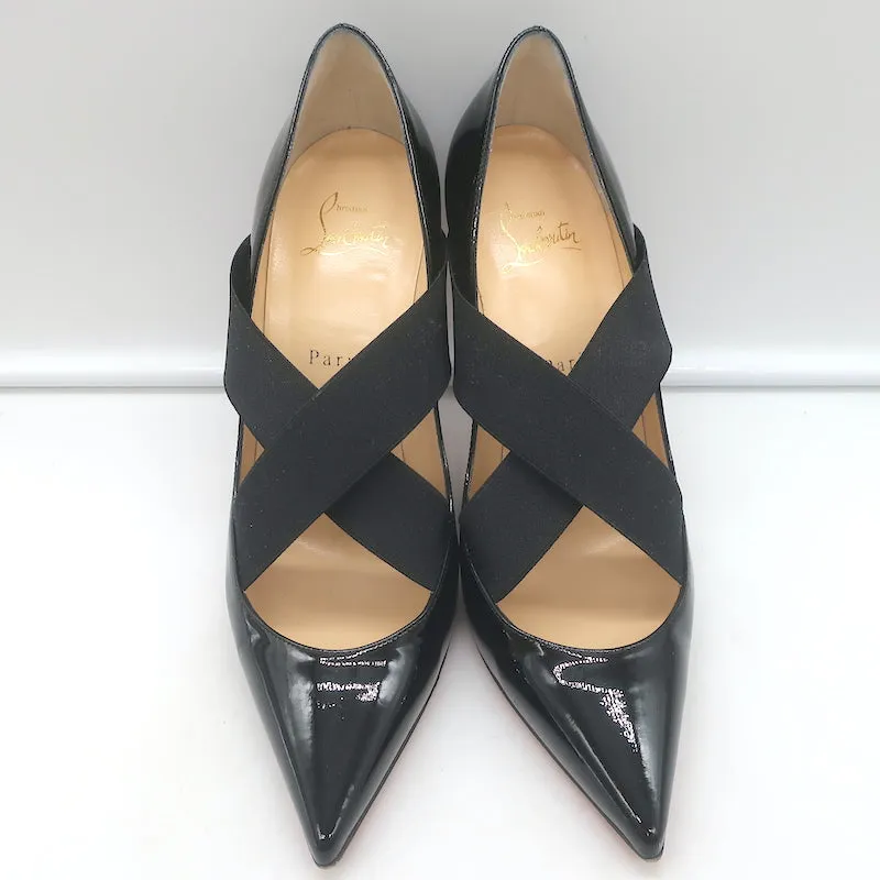 Christian Louboutin Sharpstagram Crisscross Pumps Black Patent Leather Size 39