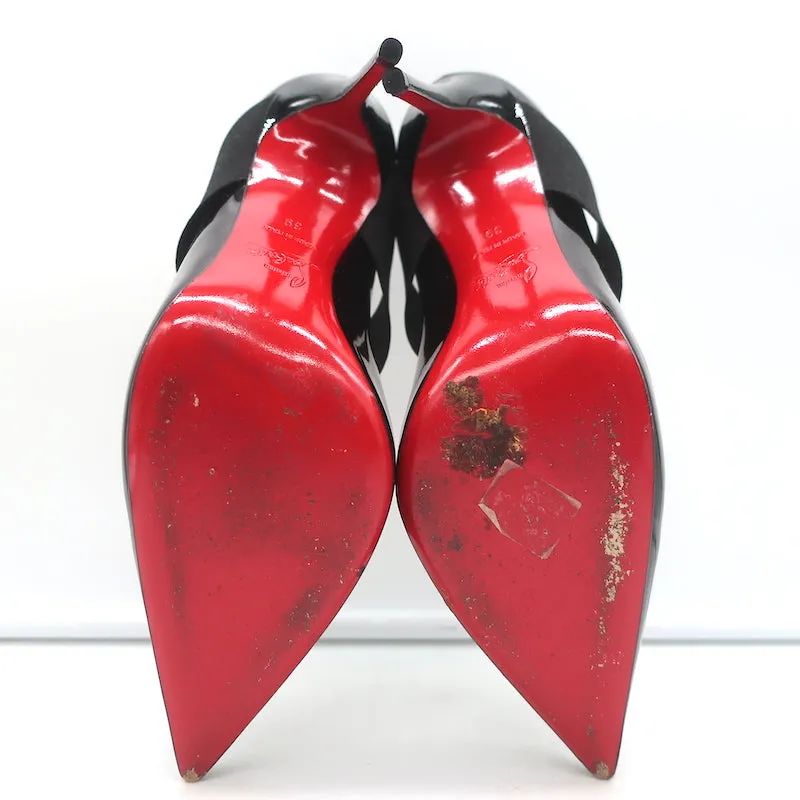 Christian Louboutin Sharpstagram Crisscross Pumps Black Patent Leather Size 39