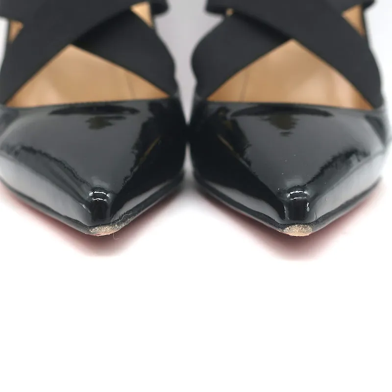 Christian Louboutin Sharpstagram Crisscross Pumps Black Patent Leather Size 39