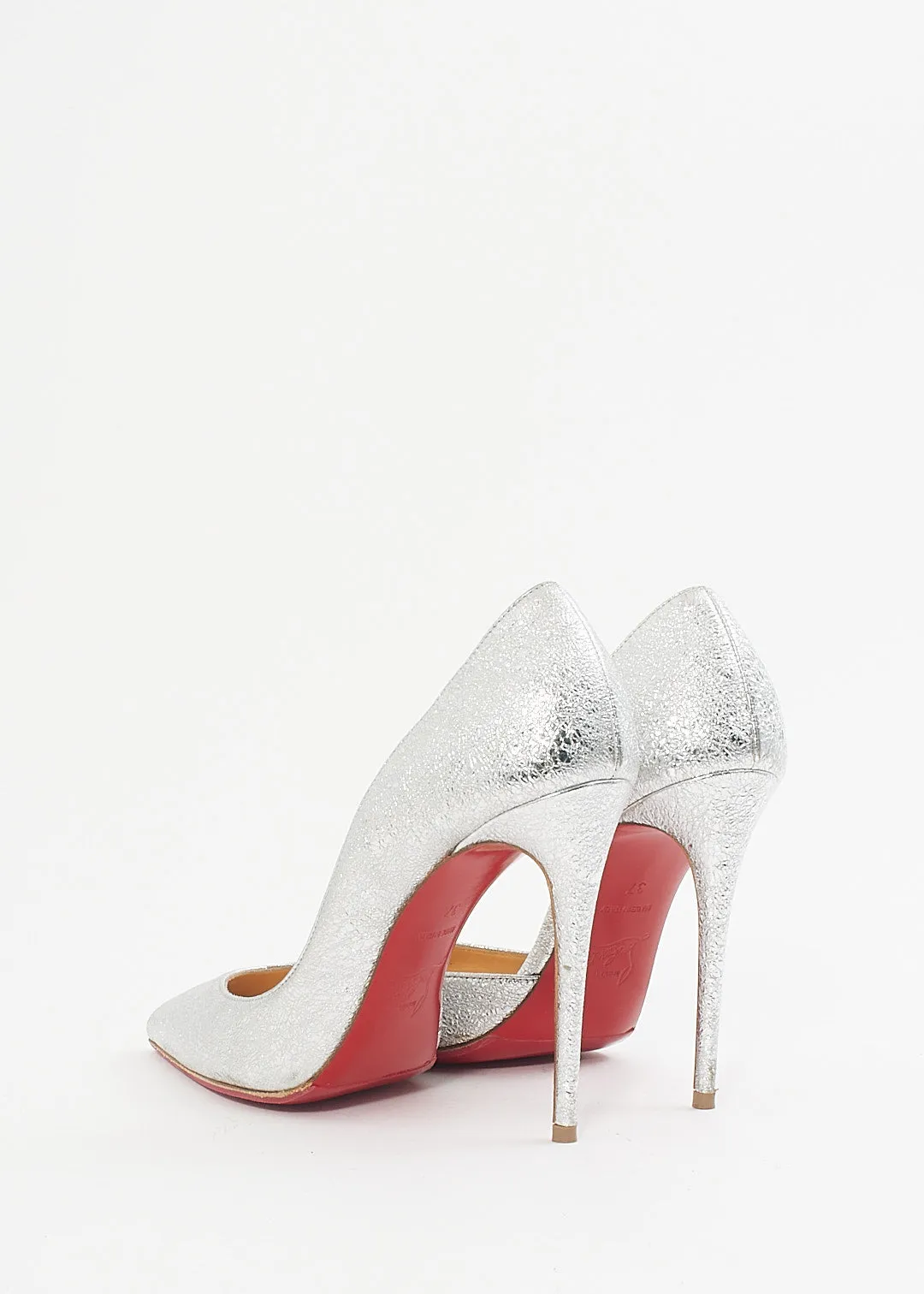 Christian Louboutin Silver Sparkle Kate Pumps - 37