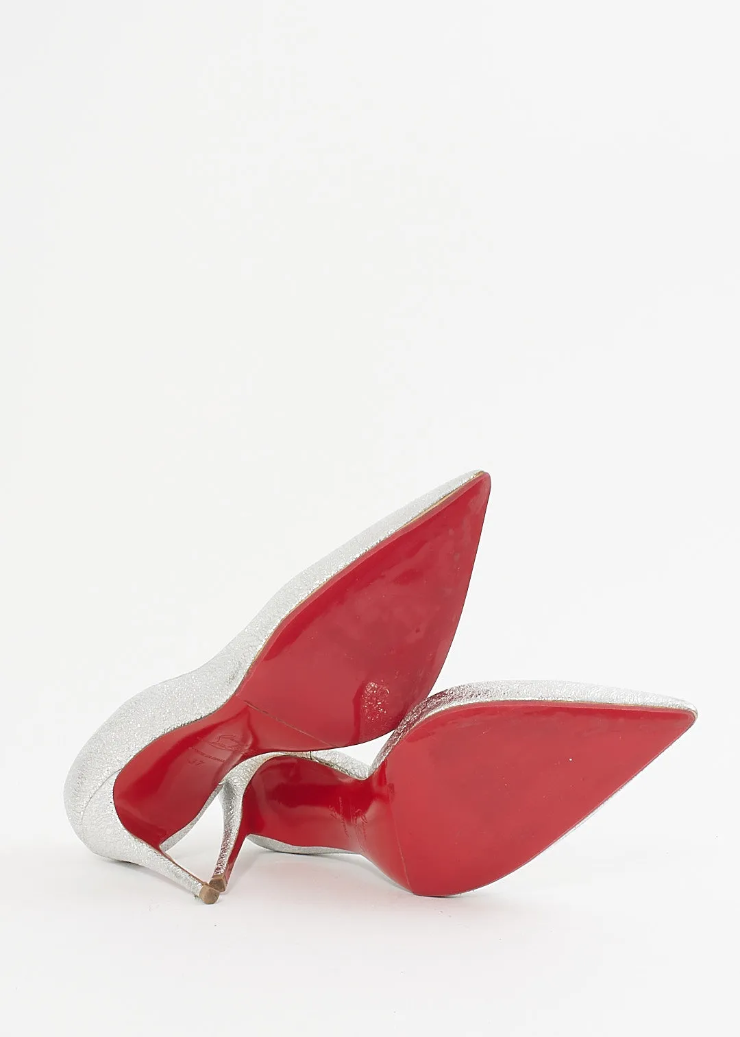Christian Louboutin Silver Sparkle Kate Pumps - 37