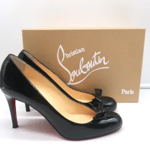 Christian Louboutin Simplenodo Bow Pumps Black Patent Leather Size 38