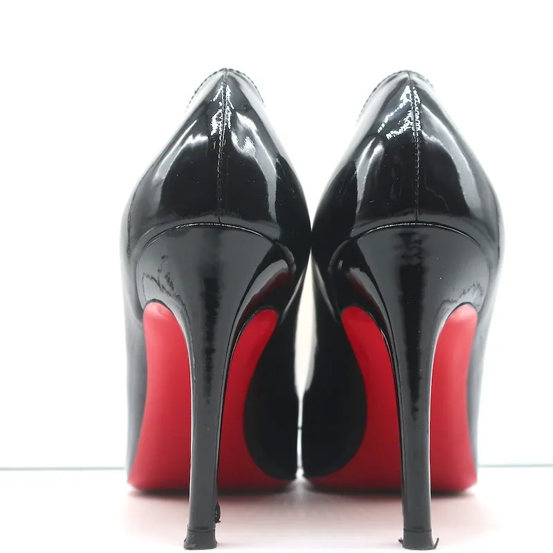 Christian Louboutin Simplenodo Bow Pumps Black Patent Leather Size 38