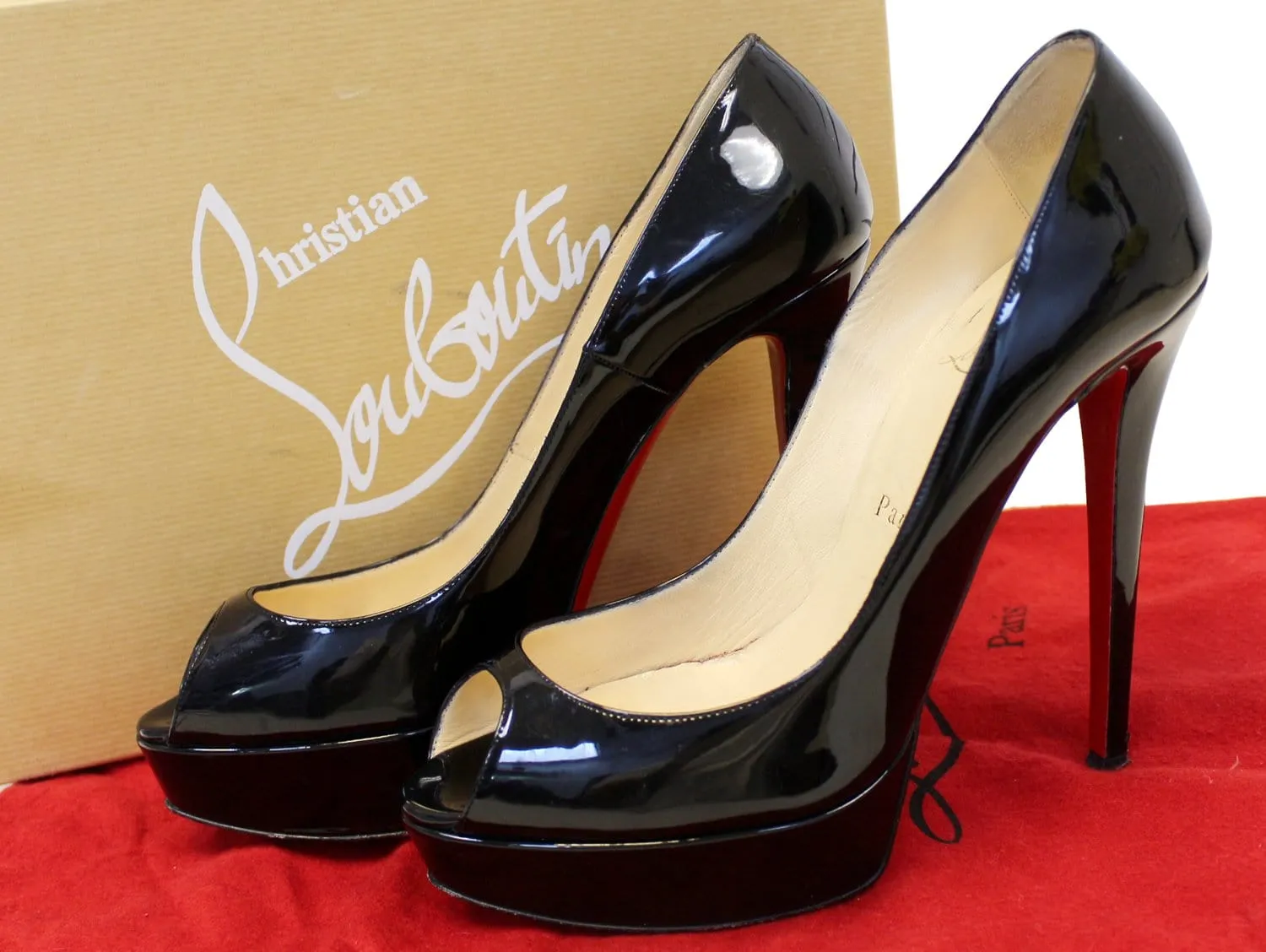 Christian Louboutin Women's Black Peep Toe Pumps