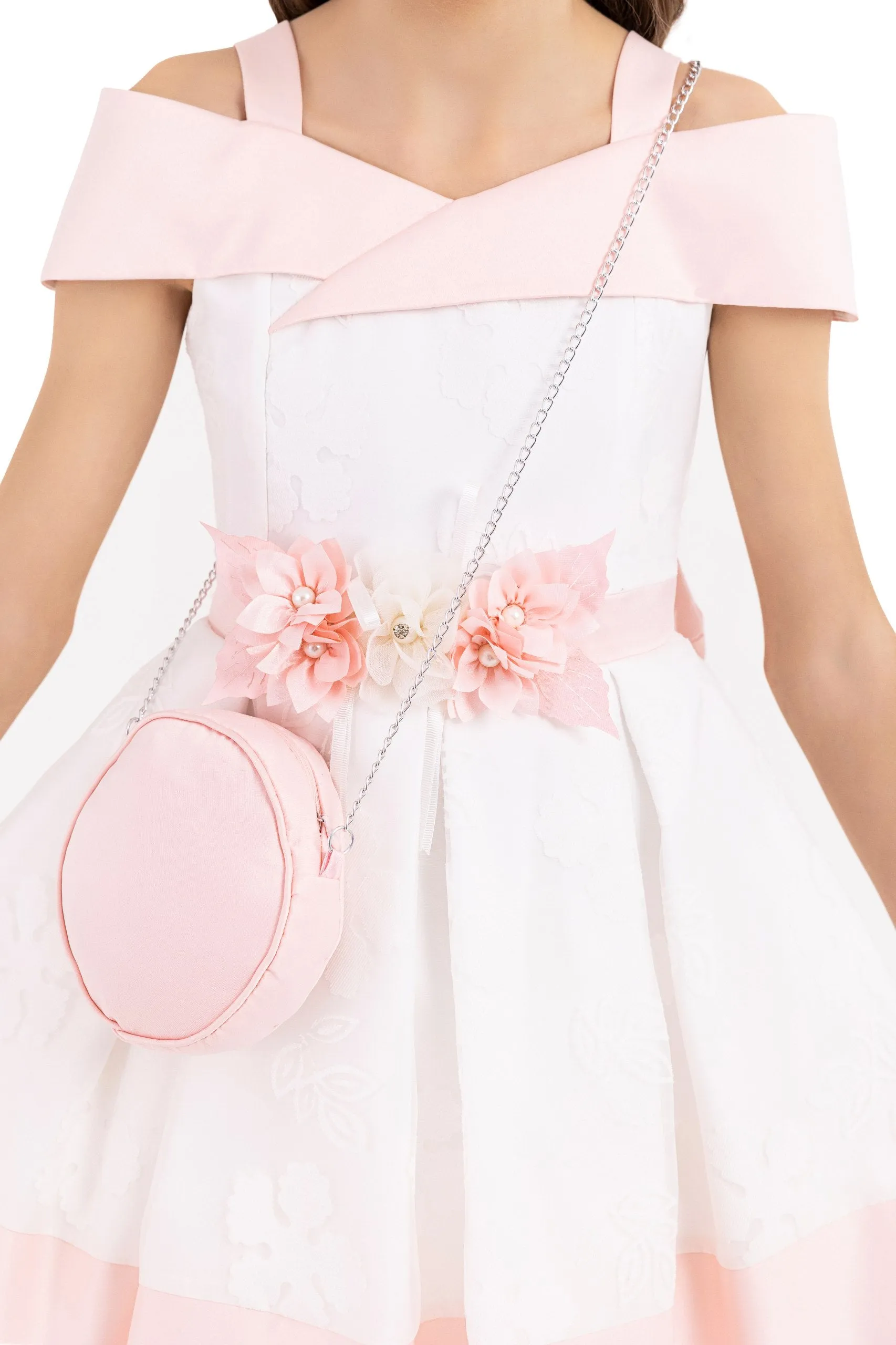 Classic Above-the-Knee Girl Dress with a Baguette