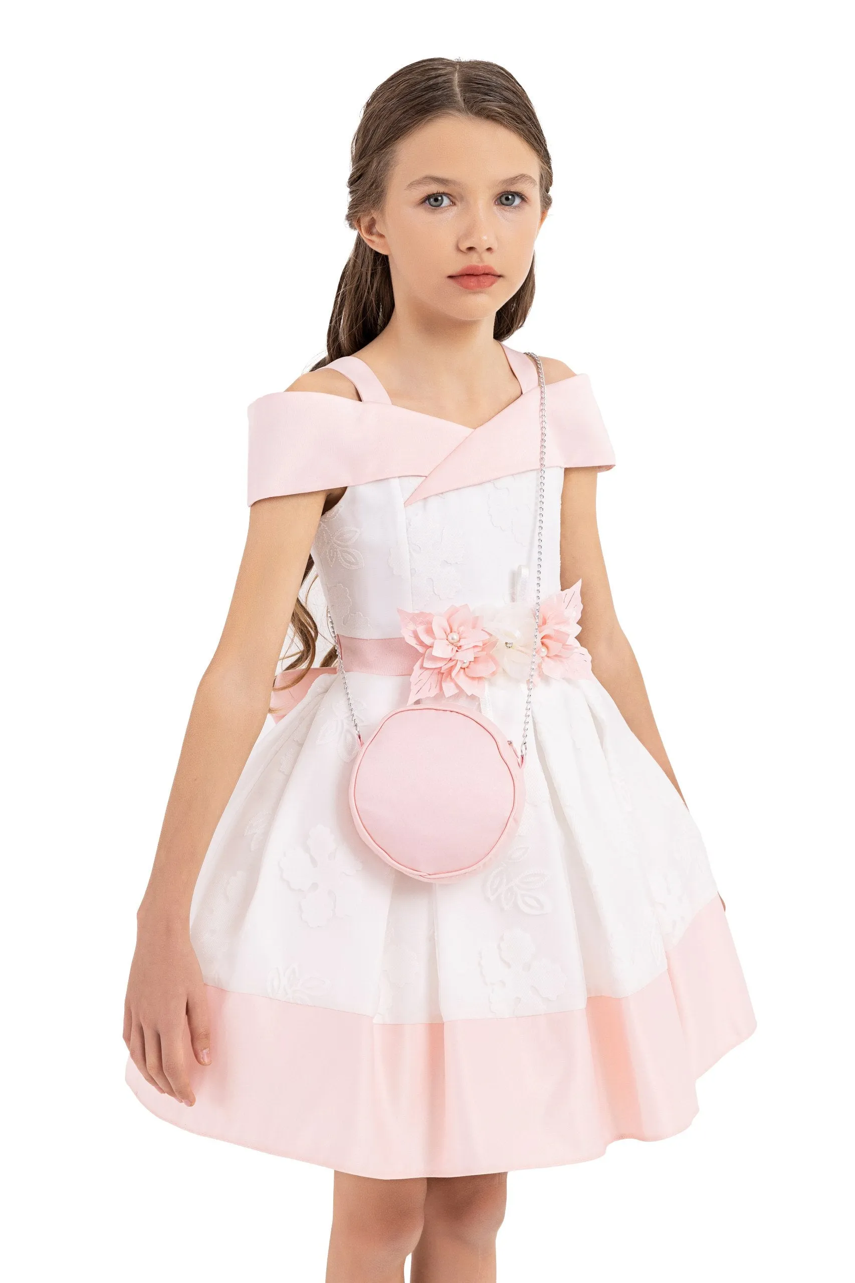 Classic Above-the-Knee Girl Dress with a Baguette