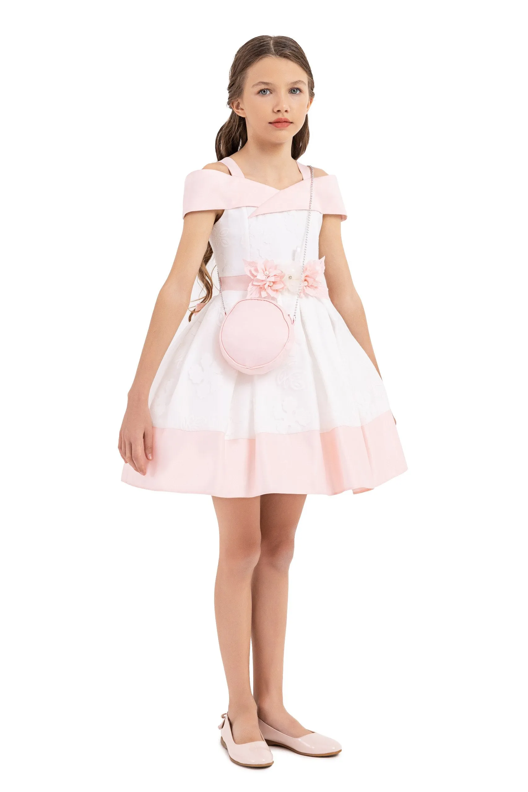 Classic Above-the-Knee Girl Dress with a Baguette