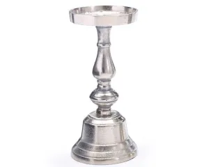 Classic silver metal pillar candle holder
