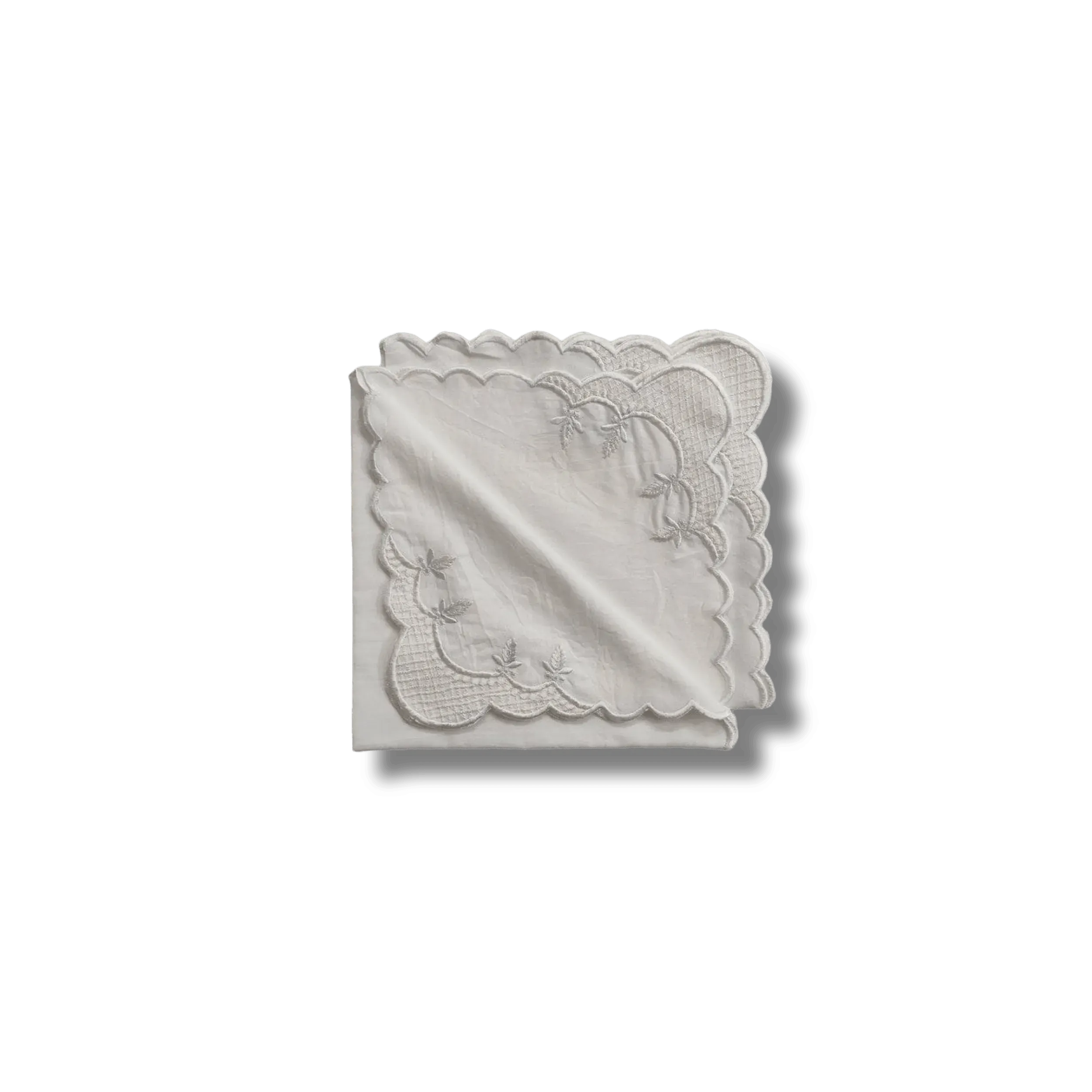 Classic White Embroidered Cotton Napkins