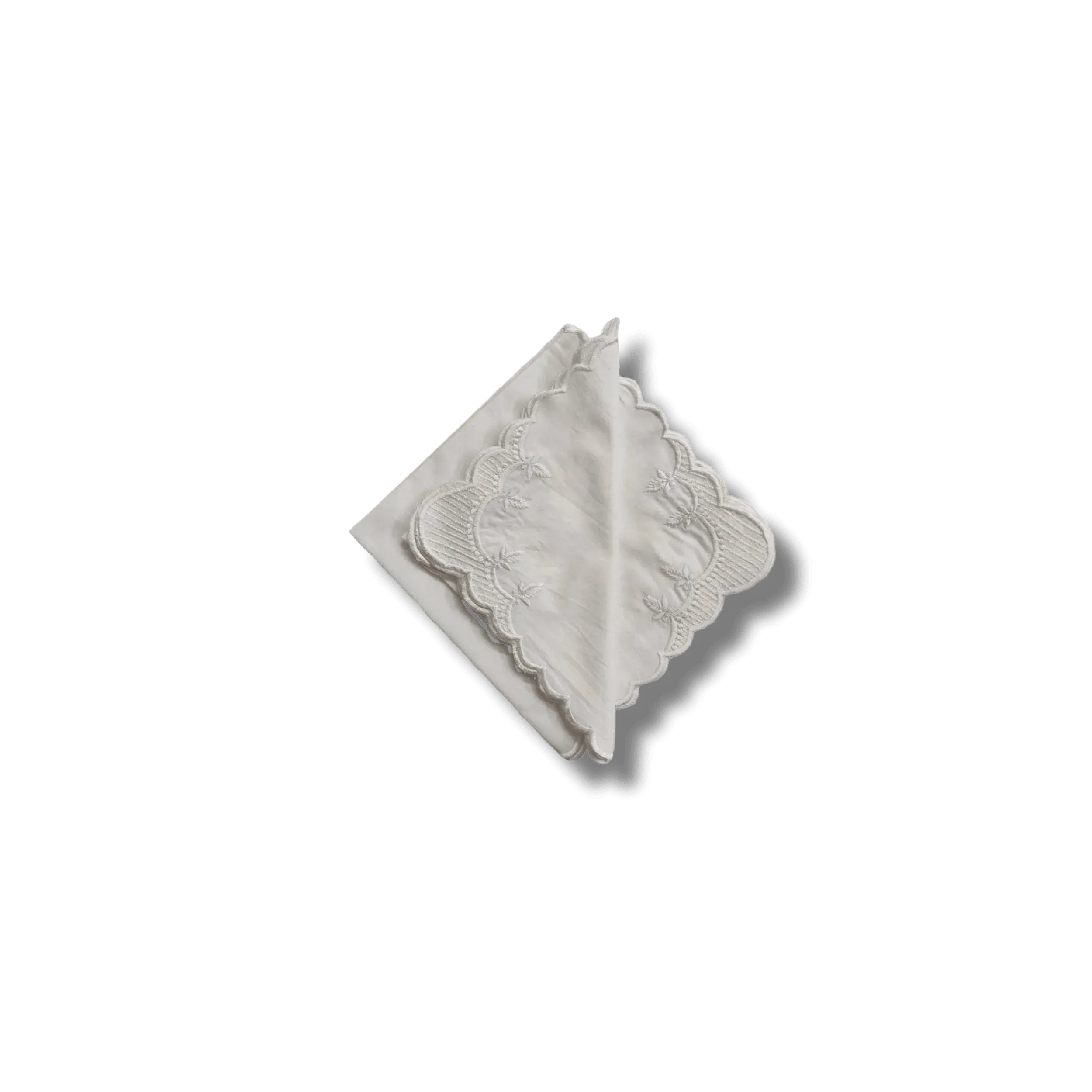 Classic White Embroidered Cotton Napkins