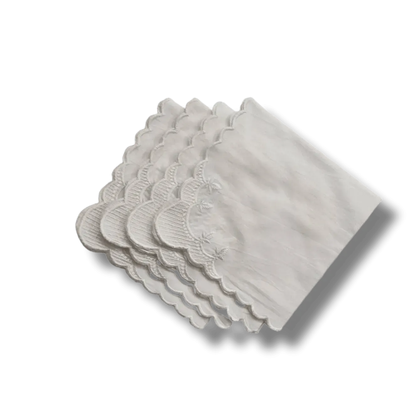 Classic White Embroidered Cotton Napkins