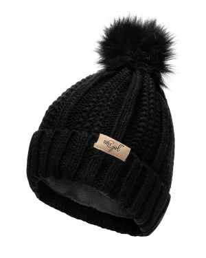 Curly Girl® Satin Lined Cable Knit Womens Winter Knitted Beanie Hat, Warm Knit Cap Beanie, Curly Girl Method