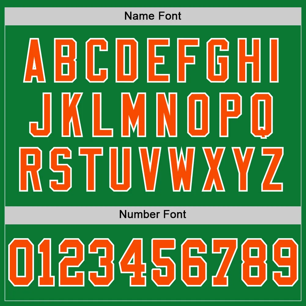 Custom Grass Green Orange-Black Mesh Authentic Throwback Football Jersey