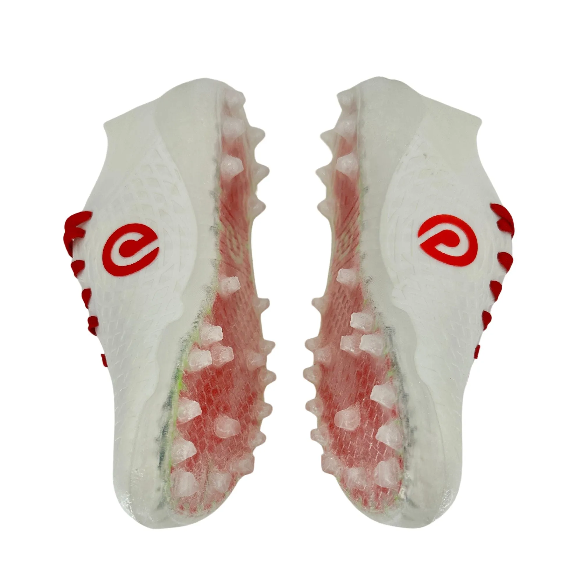 Custom Lacrosse Cleats - White (Red Accent) -  AG Conical