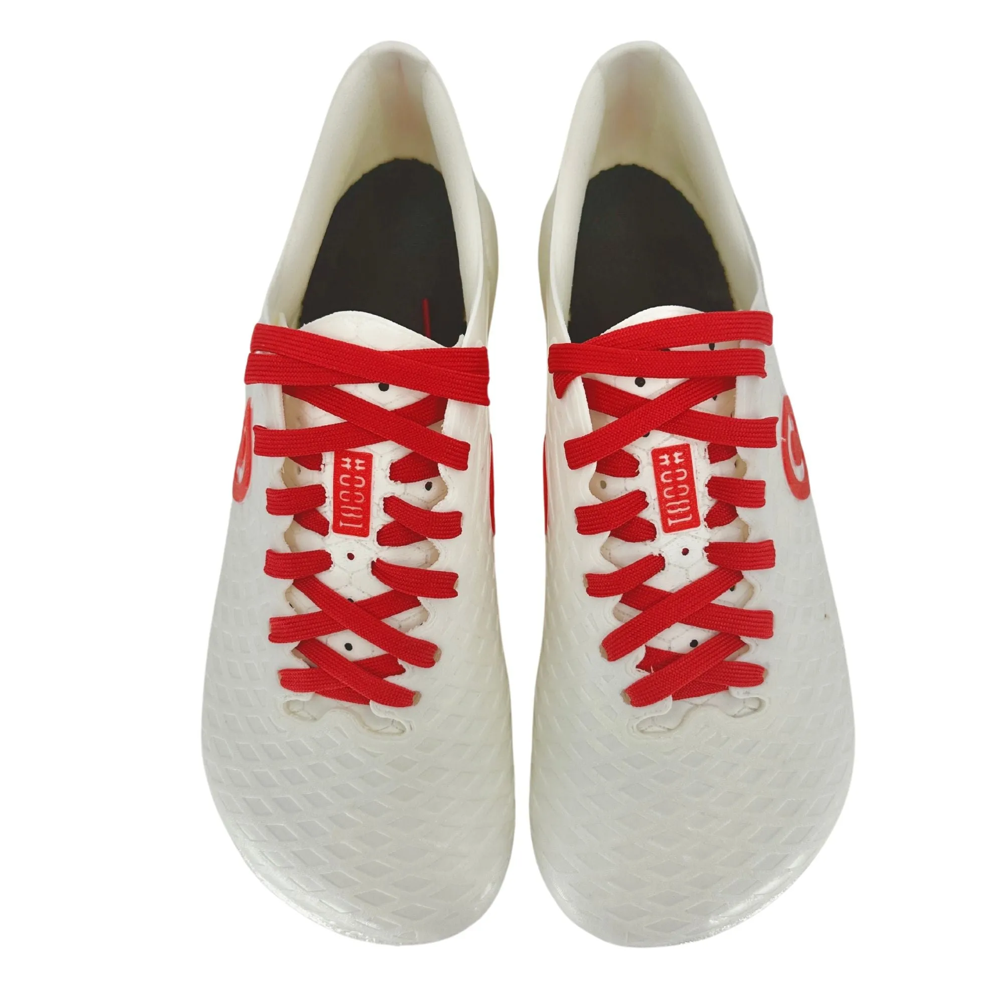 Custom Lacrosse Cleats - White (Red Accent) -  AG Conical