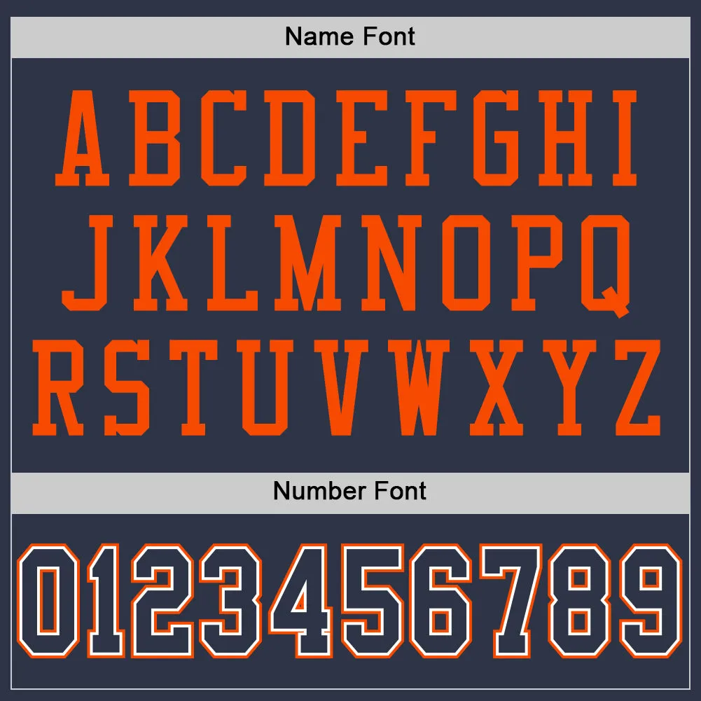Custom Navy White-Orange Mesh Authentic Football Jersey