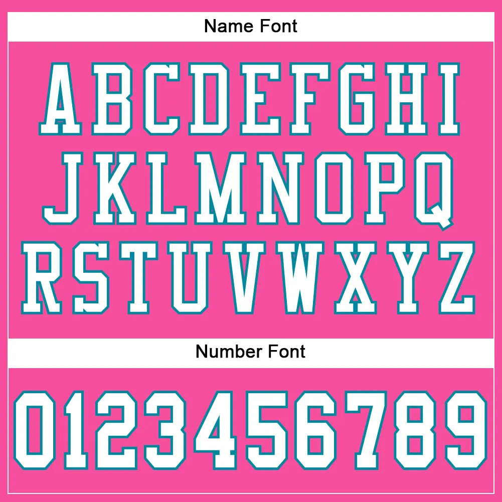 Custom Pink White-Teal Mesh Authentic Football Jersey
