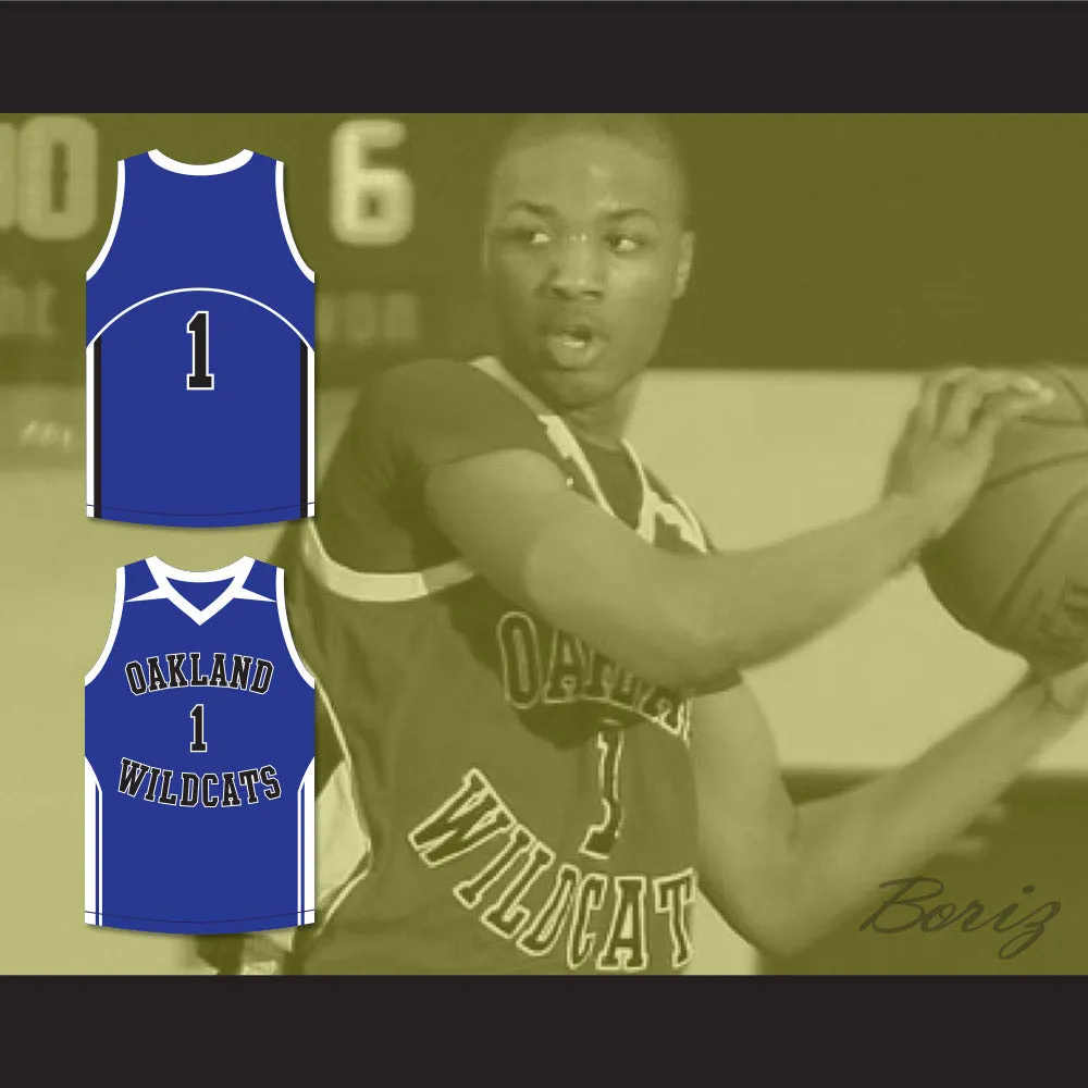 Damian Lillard 1 Oakland High School Wildcats Blue Basketball Jersey